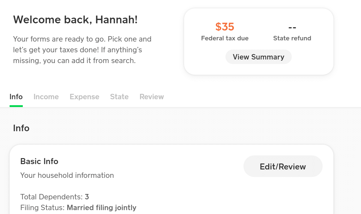 Screenshot of Cash App Taxes new navigation format